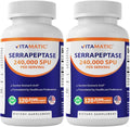 Vitamatic Serrapeptase 240000 SPU Servings 120 Delayed Released Capsules - Enteric Coated - Non-GMO- Made in the USA (120 Count (Pack of 2))
