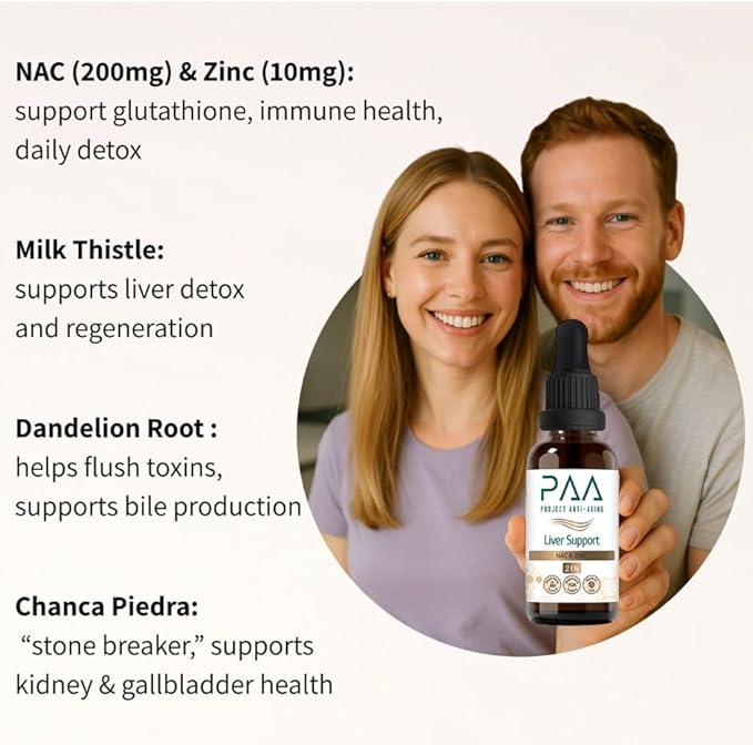 Liver Support Supplement with NAC Zinc Milk Thistle Complex 2 Oz Liquid Tincture Natural Detox Formula