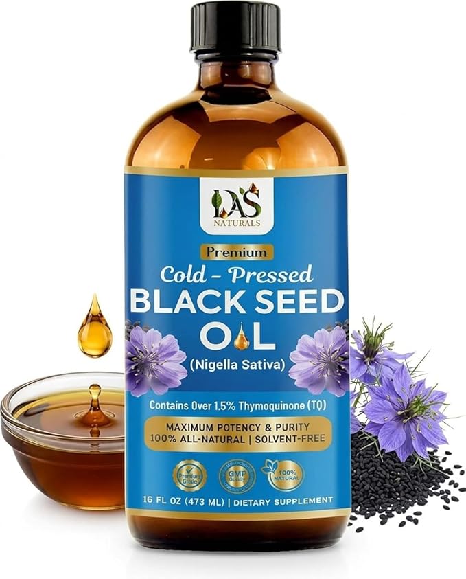 Black Seed Oil 16oz Premium Cold-Pressed Black Cumin Seed Oil | Nigella Sativa High Thymoquinone Omega 3 6 9 | 100% Pure Unrefined Liquid Non-GMO Vegan