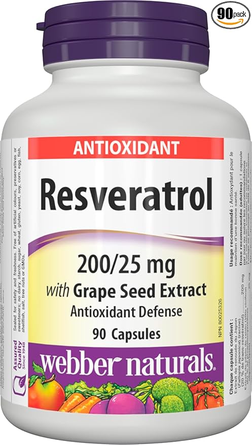 Webber Naturals Resveratrol with Grape Seed Extract 200mg/25mg 90 capsules