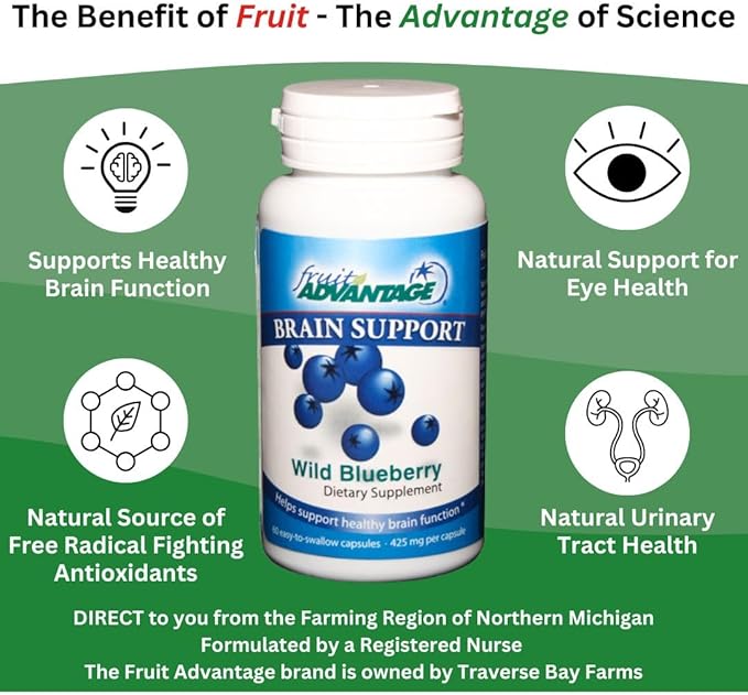 Wild Blueberry Dietary Supplement (Case of 12) : 60 Vegetarian Capsules 425 mg