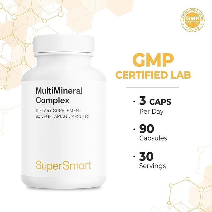 SuperSmart - Multimineral Complex Supplement (Full Spectrum) - with Magnesium Zinc Boron Calcium Chromium Selenium Iodine Potassium | Non-GMO &amp Gluten Free - 90 Vegetarian Capsules