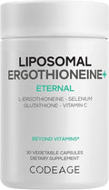 Codeage Liposomal Ergothioneine+ Supplement - L-Ergothioneine L-Glutathione Vitamin C Selenium Phospholipid Complex - Healthy Aging &amp Antioxidant - Vegan Non-GMO Soy-Free – 30 Capsules