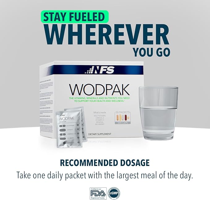 NF Sports WodPak Complete Daily Multivitamin Vitamin Pack for Men and Women Soft-Gel Berry-Flavored Multivitamins with Vitamin D Vitamin D3 Zinc Omega 3 30 Servings (Pack of 1)