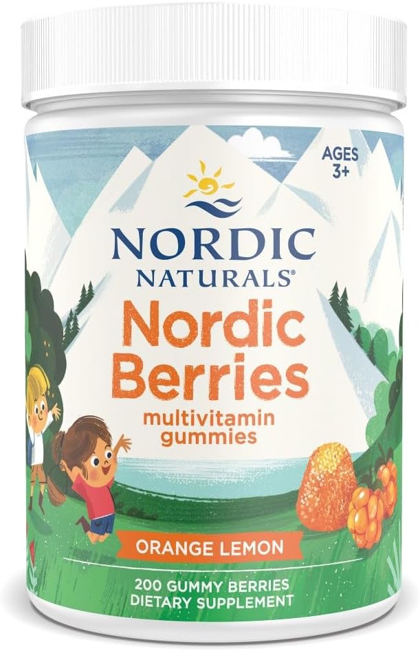 Nordic Naturals Nordic Berries Citrus - 200 Gummy Berries - Great-Tasting Multivitamin for Ages 3+ - Growth Development Optimal Wellness - Non-GMO Vegetarian - 50 Servings