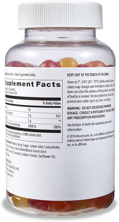 Amazon Basics Fiber Gummies (90 Count) and Vitamin D3 Gummies (160 Count)
