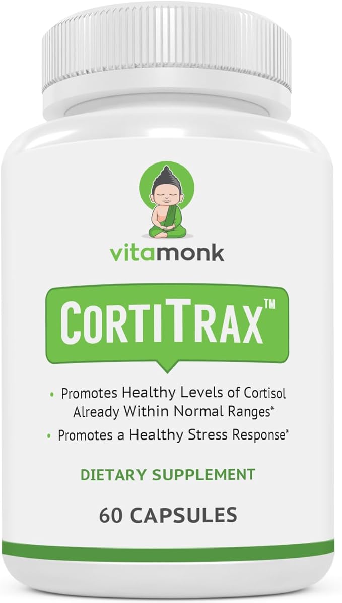 VitaMonk CortiTrax Natural Cortisol Blocker - Doctor Formulated Cortisol Manager Cortisol Support &amp Cortisol Reducer (Already Within Normal Ranges)- 60 Capsule Cortisol Supplement