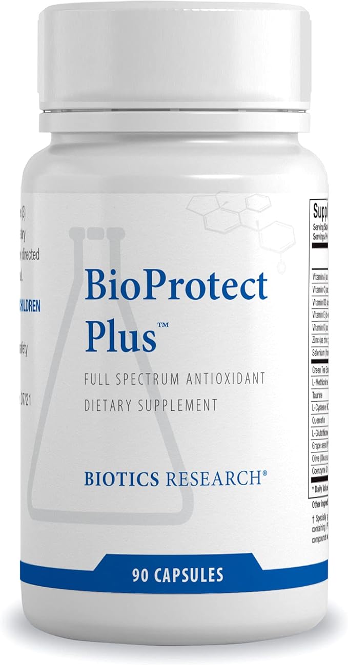 Biotics Research BioProtect Plus Protects Body from Oxidative Damage Supports Overall Health Immune Health Cardiovascular Health. Glutathione CoQ10 Taurine SOD Catalase 90 Capsules