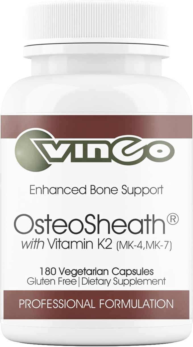 Vinco Inc - OsteoSheath® Enhanced Bone Support &amp Dietary Daily Supplement | (180 Capsules) | Supports Healthy Bone Density | Calcium Vitamins K2/B6/D3 &amp Minerals | Gluten Free