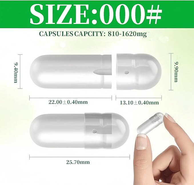 1000 Clear Size 000 Empty Vegetable Capsules