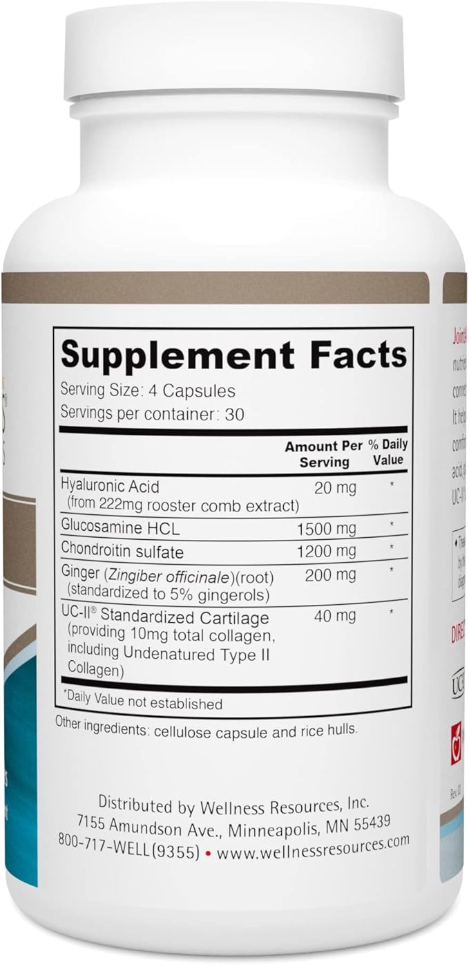 Wellness Resources JointAll - Joint Support Supplement with Natural Hyaluronic Acid UC-II Collagen Glucosamine Chondroitin for Joint Strength and Comfort (120 Capsules) …