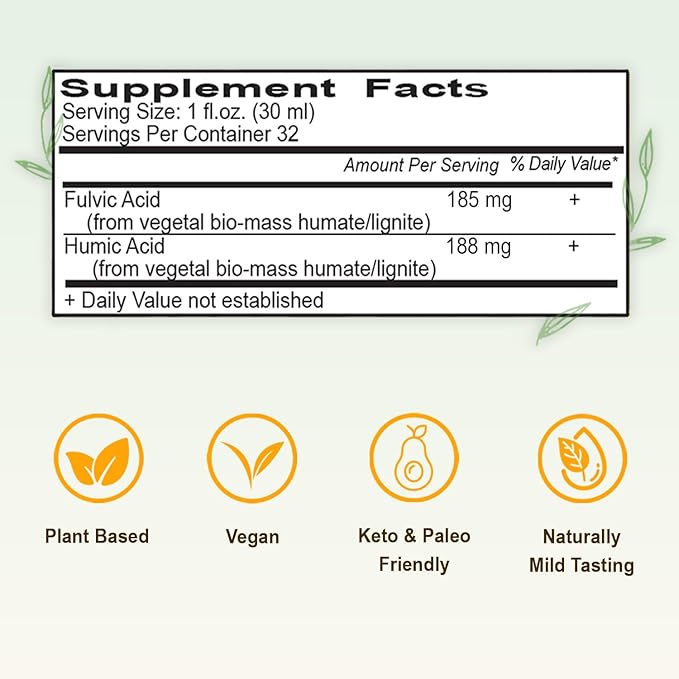Vital Earth Minerals Fulvic Humic Mineral Blend Liquid 3-Pack – Fulvic Acid Supplement with 70+ Trace Minerals Electrolytes for Recovery Balance &amp Energy 32 Oz Ea + 1 Oz Cup Ea