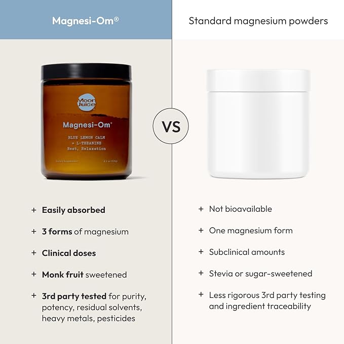Moon Juice Magnesi-Om Magnesium Powder Supplement - Chelated Magnesium Complex + L-Theanine Blend for Rest Relaxation &amp Regularity - Vegan Non-GMO &amp No Sugar Blue Lemon 4.2 oz 30 Servings