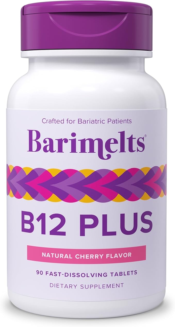 BariMelts Vitamin B12 Plus 90 Fast-Dissolving Tablets (3-Month Supply) Sugar-Free Bariatric Vitamins for Women Includes B12 B6 Folate and Biotin Natural Cherry Flavor