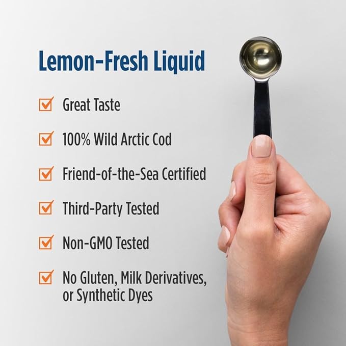 Nordic Naturals Arctic-D Cod Liver Oil Lemon - 8 oz - 1060 mg Total Omega-3s + 1000 IU Vitamin D3 - EPA &amp DHA - Heart Brain Bone Immune &amp Mood Support - Non-GMO - 48 Servings