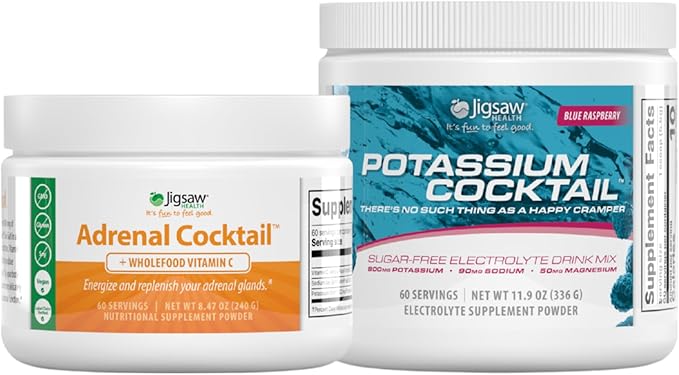 Jigsaw Health Bundle | Adrenal Cocktail 60 Servings (Jar) and Potassium Cocktail (Blue Raspberry) 60 Servings (Jar)