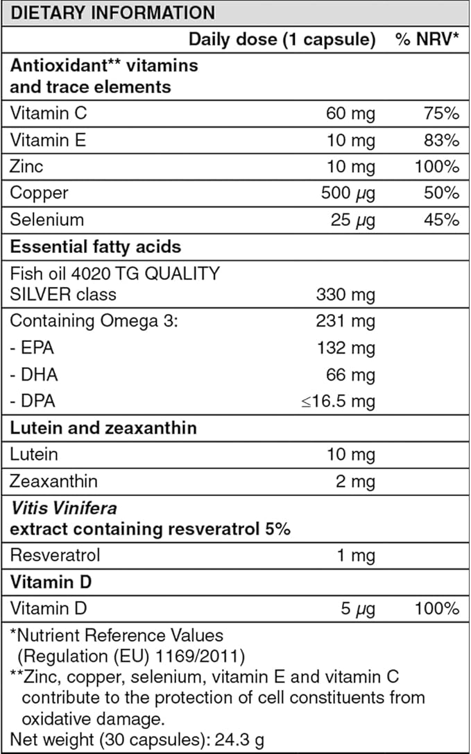 Nutrof Total Capsules – Eye Health Supplement with Lutein Zeaxanthin Omega 3 and Antioxidants | Essential Nutrients for Optimal Eye Health | Pack of 30 Capsules (1 Capsule per Day - 1-Month Supply)