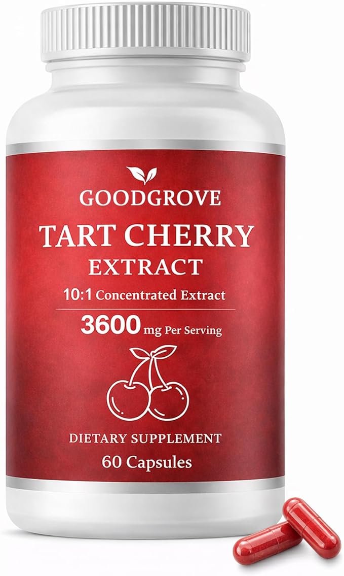 Good Grove Tart Cherry Extract Capsules Tart Cherry Extract 3600 mg 10:1 Vegan Non-GMO Dietary Supplement 60 Capsules