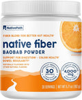 NativePath Organic Baobab Prebiotic Fiber Powder - Digestive Health Supplement - Natural Orange Flavor 30 Servings