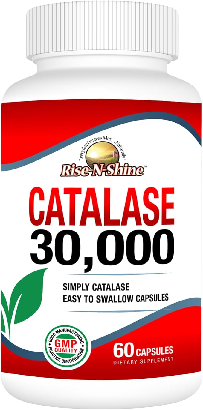 Rise-N-Shine Catalase Supplement 30000 - Powerful Antioxidant Enzyme for Hair Health Support- Hair Supplements for Strong Hair - 60 Capsules (30-Day Supply)