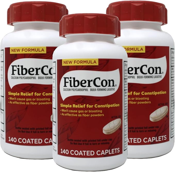 FiberCon Fiber Therapy for Regularity Caplets Value Size 140 caplets (Pack of 3) by Fibercon