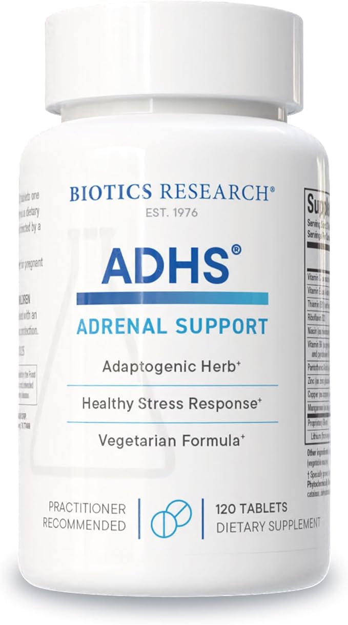 Biotics Research ADHS Adrenal Support Supports Normal Cortisol Levels Antioxidant Support More Energy Healthy Response 120 Tabets