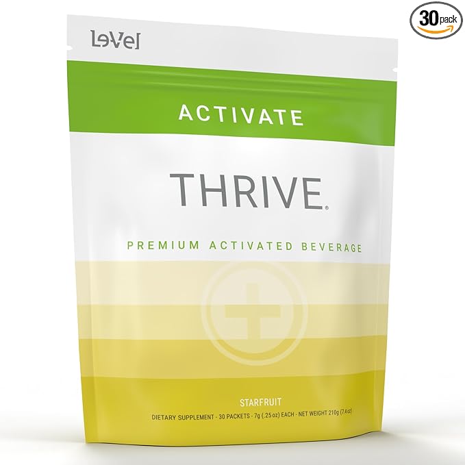 Thrive Activate Energy Drink Mix Focus &amp Performance Powder with Vitamin B12 Vitamin C E &amp Zinc L Carnitine L Taurine and Caffeine Gluten Free Sugar Free Starfruit 30 Drink Mix Packe