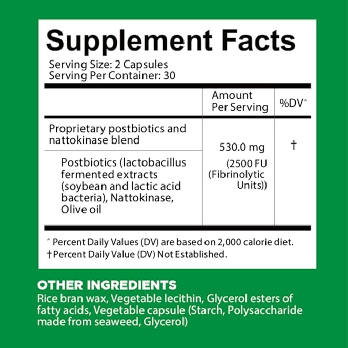 FRESHLITE 2500FU Premium NSK-SD Nattokinase &amp Vegan Postbiotics for Cardiovascular Support | Blood Pressure Cholesterol &amp Heart Health | JNKA Certified | Non-GMO Gluten-Free 60 Capsules Jap