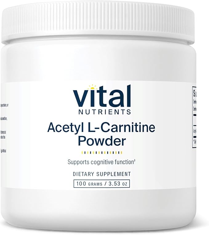 Vital Nutrients Acetyl L-Carnitine Powder - Brain Memory and Cognitive Support Supplement* - Vegan - Gluten Dairy Soy Free - Non-GMO - 100 Grams