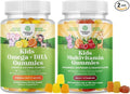 Bundle of Kids DHA Omega 3 Gummies - Fatty Acids Omega 3 6 9 for Brain Immune Strength &amp Vision and Plant Based Kids Multivitamin Gummies with Vitamins A C D3 E B and Zinc for Immunity Support