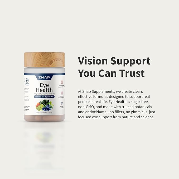 Snap Supplements Eye Health Capsules with Lutein Zeaxanthin Bilberry &amp Lycopene – Supports Vision Eye Function &amp Overall Eye Health – 60 Capsules