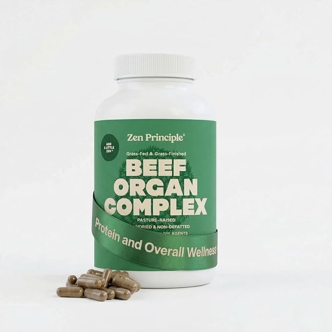 Zen Principle Grass Fed Beef Organs Supplement – Desiccated Liver Heart Kidney Pancreas Spleen Intestine &amp Tripe/Stomach – Grass-Fed &amp Grass-Finished on the Natural Pastures of New Zealan