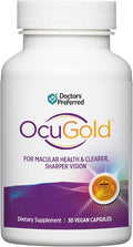DOCTORS' PREFERRED Clinical-Grade OcuGold Eye Vitamins with Lutein and Zeaxanthin for Macula &amp Retina Health Digital Eye Strain Eye Fatigue and Visual Performance - 30 Vegan Capsules