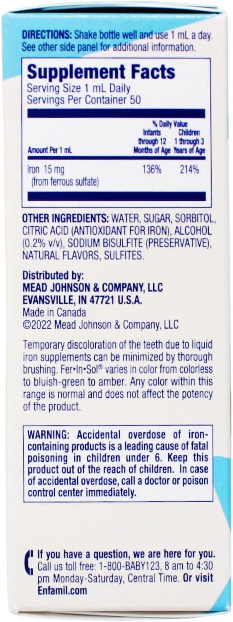 Enfamil Fer-in-Sol Iron Supplement Drops - 1.66 Oz Pack of 3