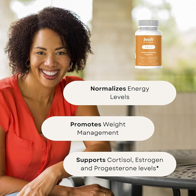 Besti Supplements Daily Perimenopause Support – Probiotic &amp Prebiotic Blend – Supports Overall Well-Being – 90 Capsules