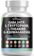 GABA Pills with 5-HTP Extract L-Tryptophan L-Theanine Ashwagandha Vitamins D3 B6 Magnesium L-Tyrosine L-Glycine Sam-e &amp Black Pepper Mood Support Supplement