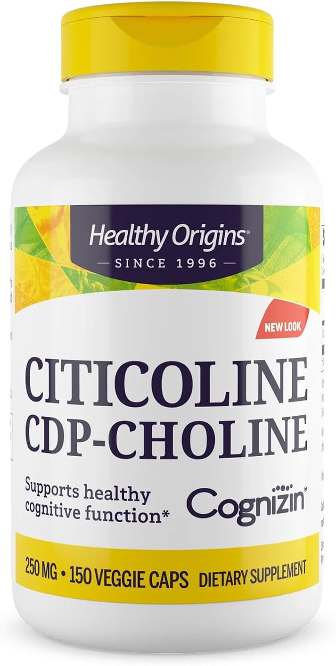 Healthy Origins Cognizin (Citicoline) 250 mg - Brain Supplement for Memory with Citicoline CDP Choline - Non-GMO Vegan &amp Gluten-Free Supplement - 150 Veggie Capsules