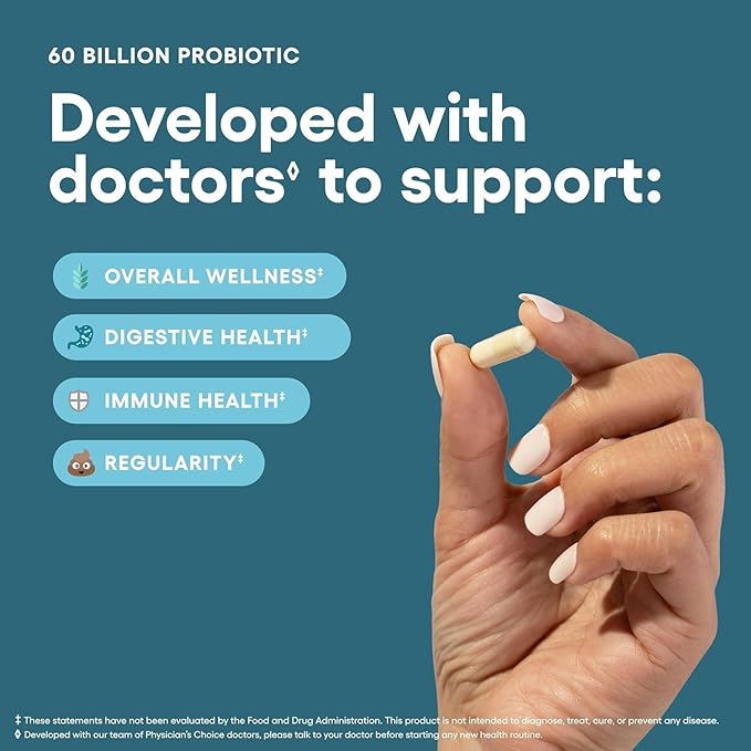 Physician's CHOICE Advanced Gut Health Bundle: 60 Billion Probiotics 60ct + Digestive Enzymes 180ct for Digestive Gut and Immune Health Supports Occasional Constipation Diarrhea Gas and Bloating