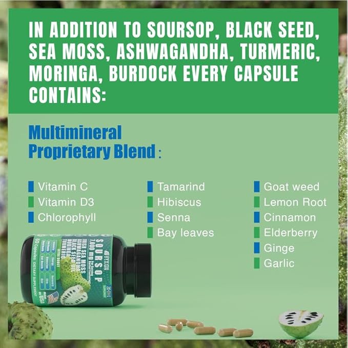 Vyxion Soursop Bitters Bundle Liquid &amp Capsule Sea Moss Moringa Turmeric Black Seed Oil Oregano Ashwagandha | Herbal Extracts for Overall Health-Enhancing | Vegan Non-GMO