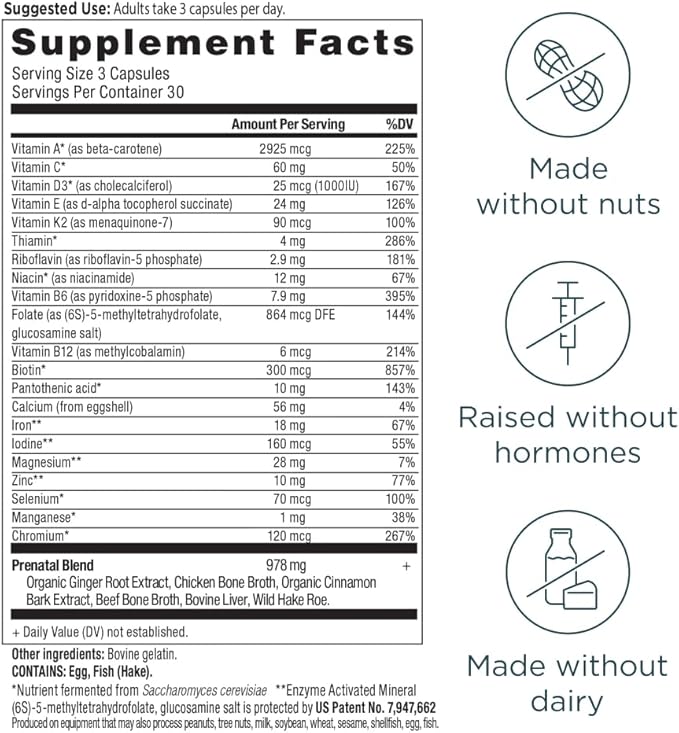 Ancient Nutrition Prenatal Vitamins Multivitamin for Women with Methylated Vitamin C B12 Magnesium and Folate Supports Pregnancy and Fertility Health 90 Ct