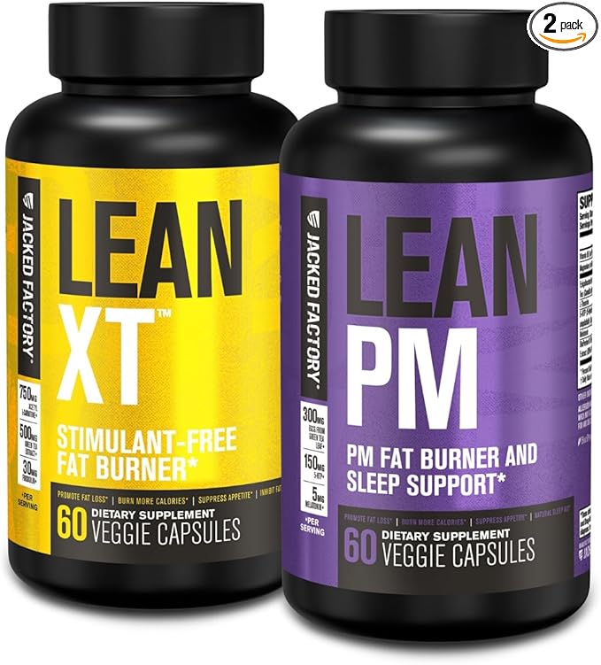 Jacked Factory Non-Stim AM/PM Weight Loss Bundle | Lean XT &amp Lean PM (30 Day Supply)