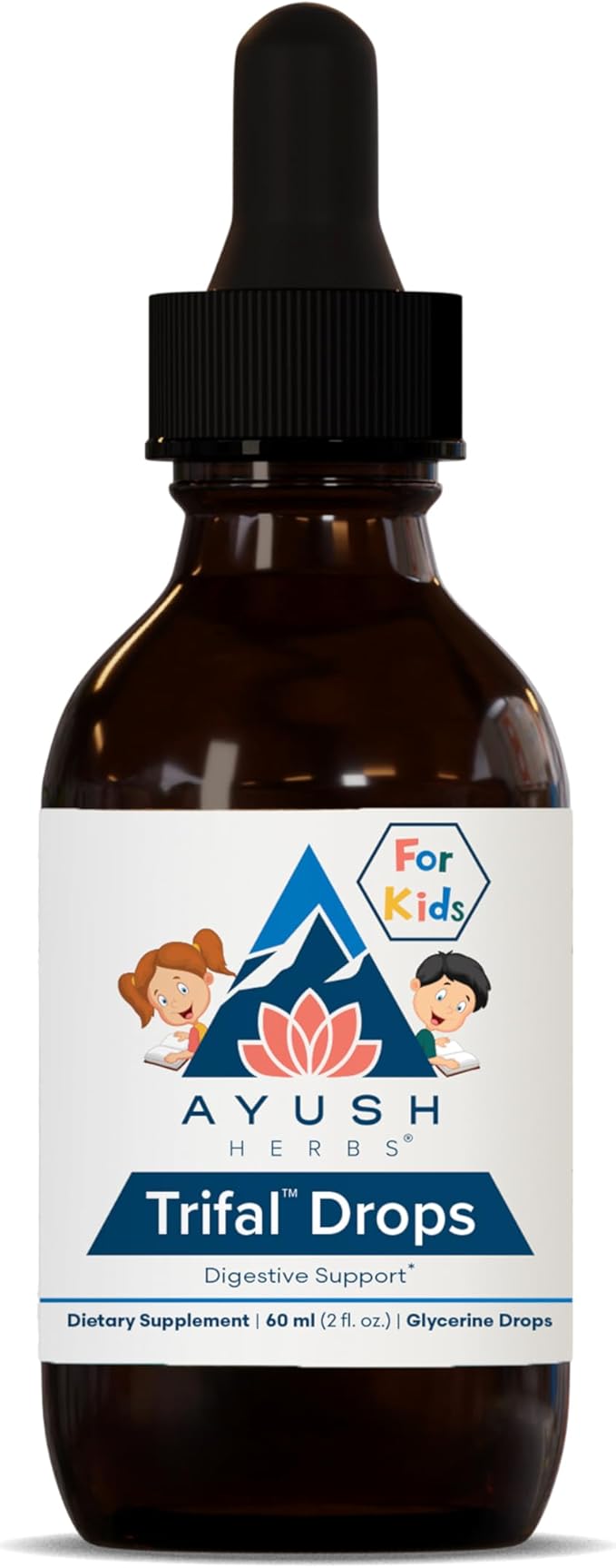 Ayush Herbs Trifal Drops - Digestive &amp Immune Wellness Booster for Kids Kids Alcohol Free Digestive Support Drops with Amla for Toddlers Children - 2 FL Oz Dropper Bottle (80 Servings)