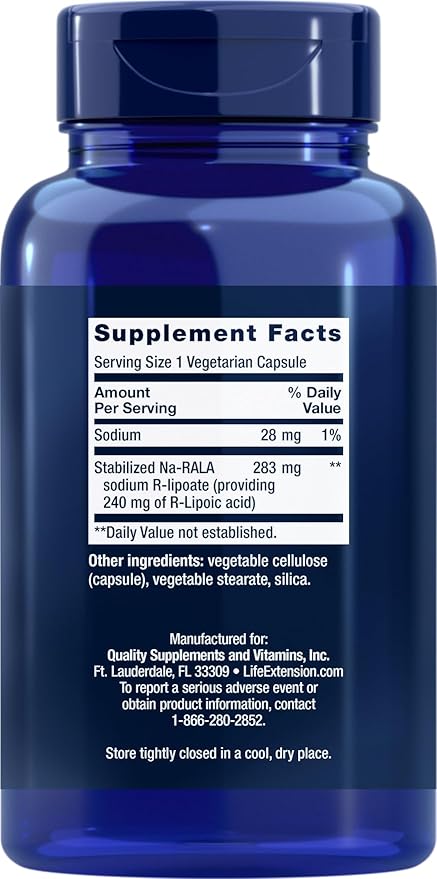 Life Extension Super R Lipoic Acid 240mg 90 Capsules Vegetarian