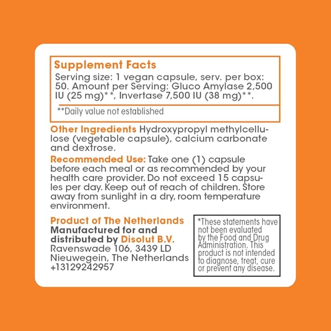 Intoleran Starchway Digestive Enzymes - 50 Capsules Supplement for Starch &amp Sucrose | Helps Digest Sugars &amp Starchy Foods | Invertase &amp Gluco-Amylase Enzymes | Pure &amp Vegan | Low FODMA