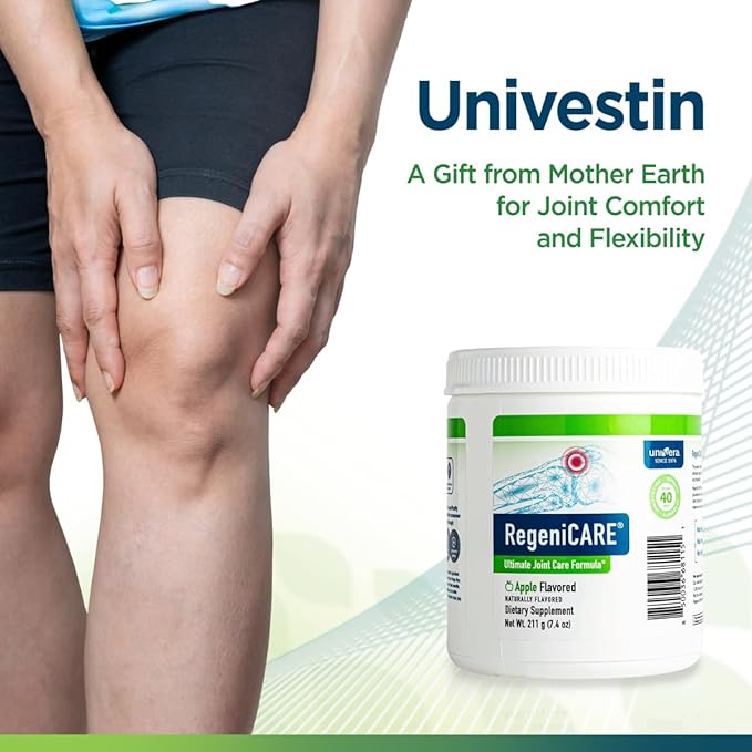 Univera RegeniCARE Green Apple Glucosamine Chondroitin MSM Univestin Joint Health Joint Support Mobility + Flexibility Green Apple Flavor Powder 30-Day Supply