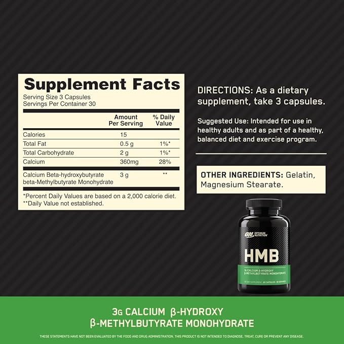 Optimum Nutrition Unflavored Creatine Monohydrate 100 Capsules Bundled with Optimum Nutirtion HMB 90 Capsules
