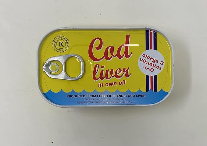 Threeline Icelandic Natural Cod Liver in Own Oil 121g / 4.3 Oz (6)