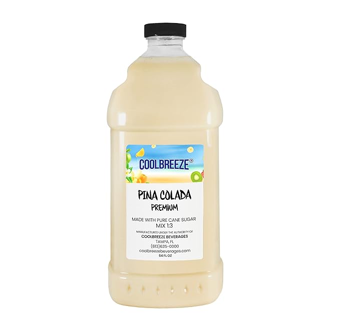 Coolbreeze Beverages Ready to Use Premium Frozen Slush Drink Mix - Pina Colada - One Case (Six 1/2 Gal Bottles)