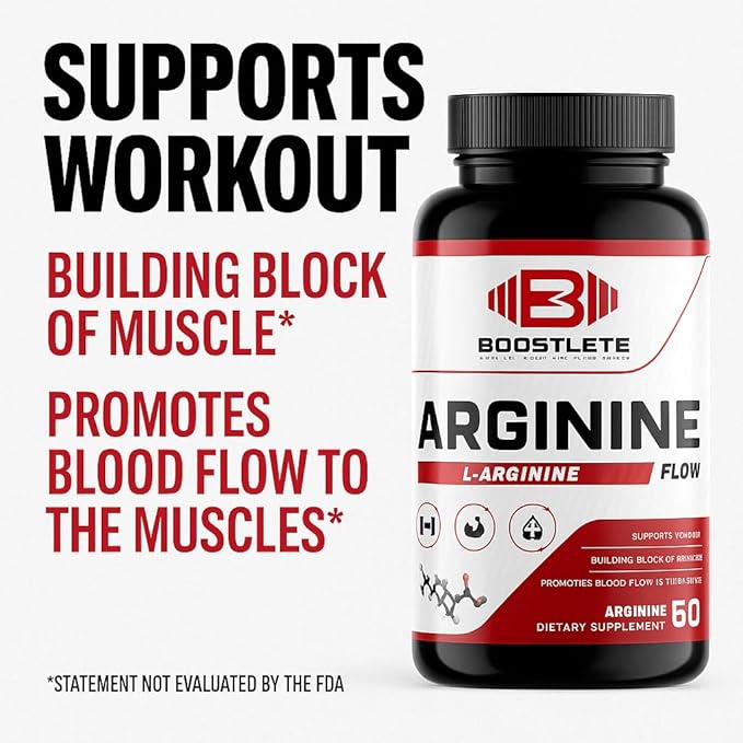 Arginine Flow – L-Arginine with Citrulline AKG &amp Beta Alanine – Nitric Oxide Support for Muscle Pump Circulation and Endurance – 60 Capsules