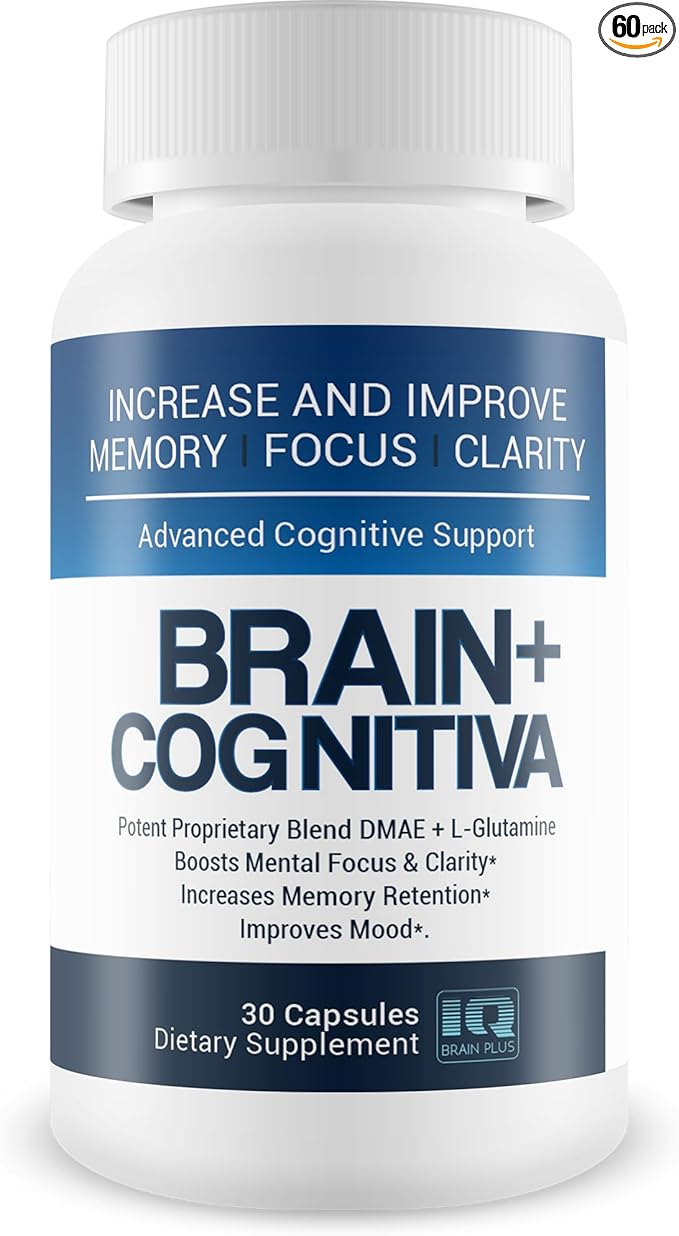 Brain+ Cognitiva - Advanced Cognitive Support - Help Increase and Improve Memory Boost Mental Focus and Support Mental Clarity - Alpha-GPC Capsules for Brain Support and Opti Nootropic Boost